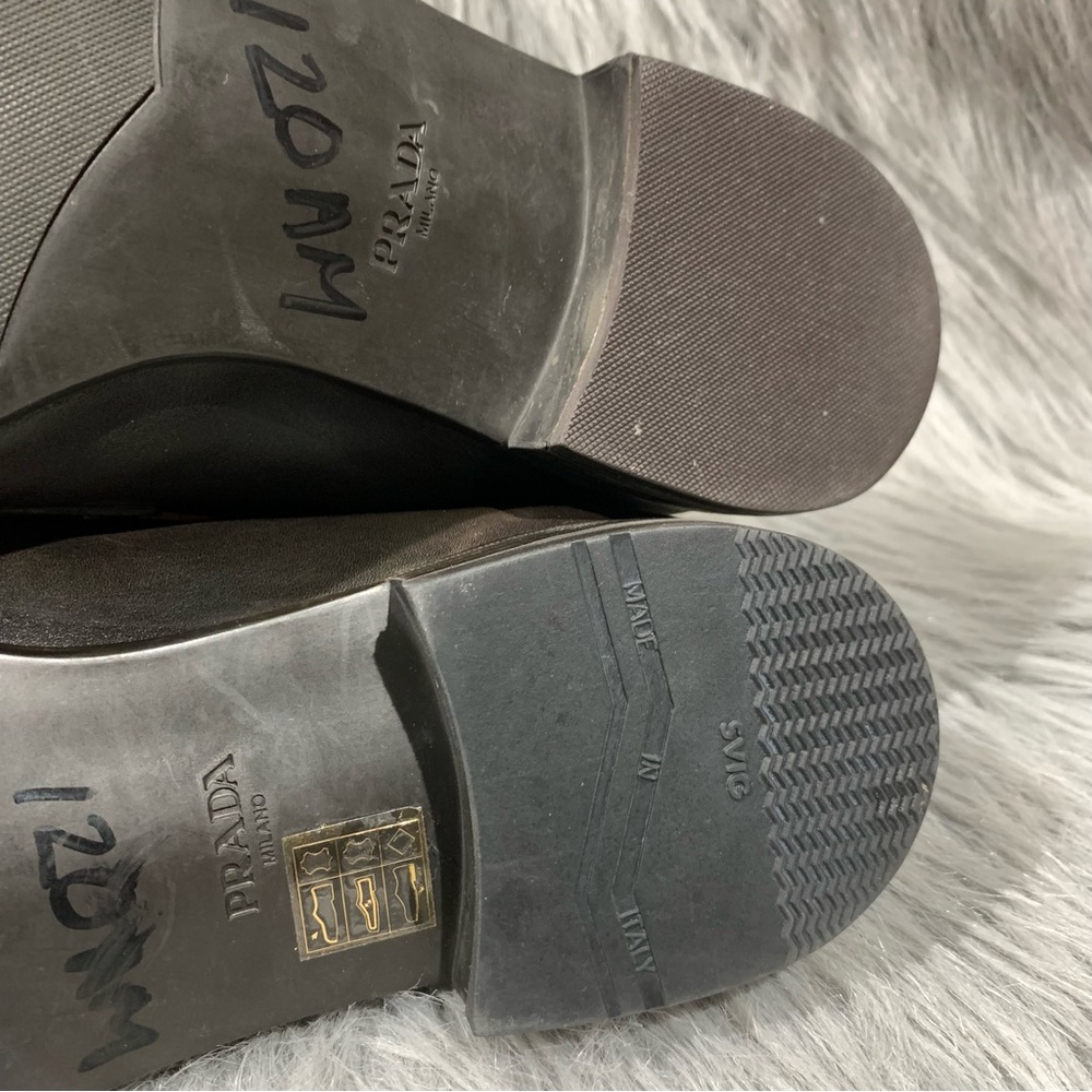 Prada Men's 2DC213 Brown Brushed Spazzolato Leather Penny Loafer Business Shoes - Picture 11 of 12